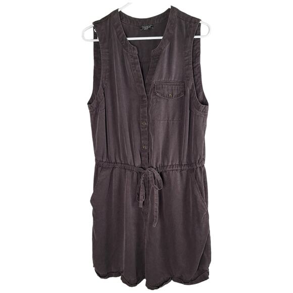 Lucky Brand Brown Jumpsuit Romper Playsuit Shorts Sleeveless Drawstring Waist L - Picture 1 of 7